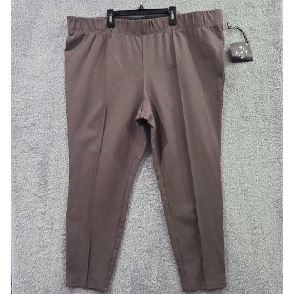 NWT Ava&Viv 3X Gray Ponte Knit Pants Plus Size 24W/26W High Rise Pull On Stretch - Picture 1 of 14